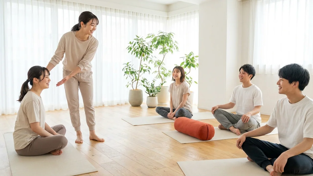 明るいスタジオで毎週のレッスンを行う若い講師